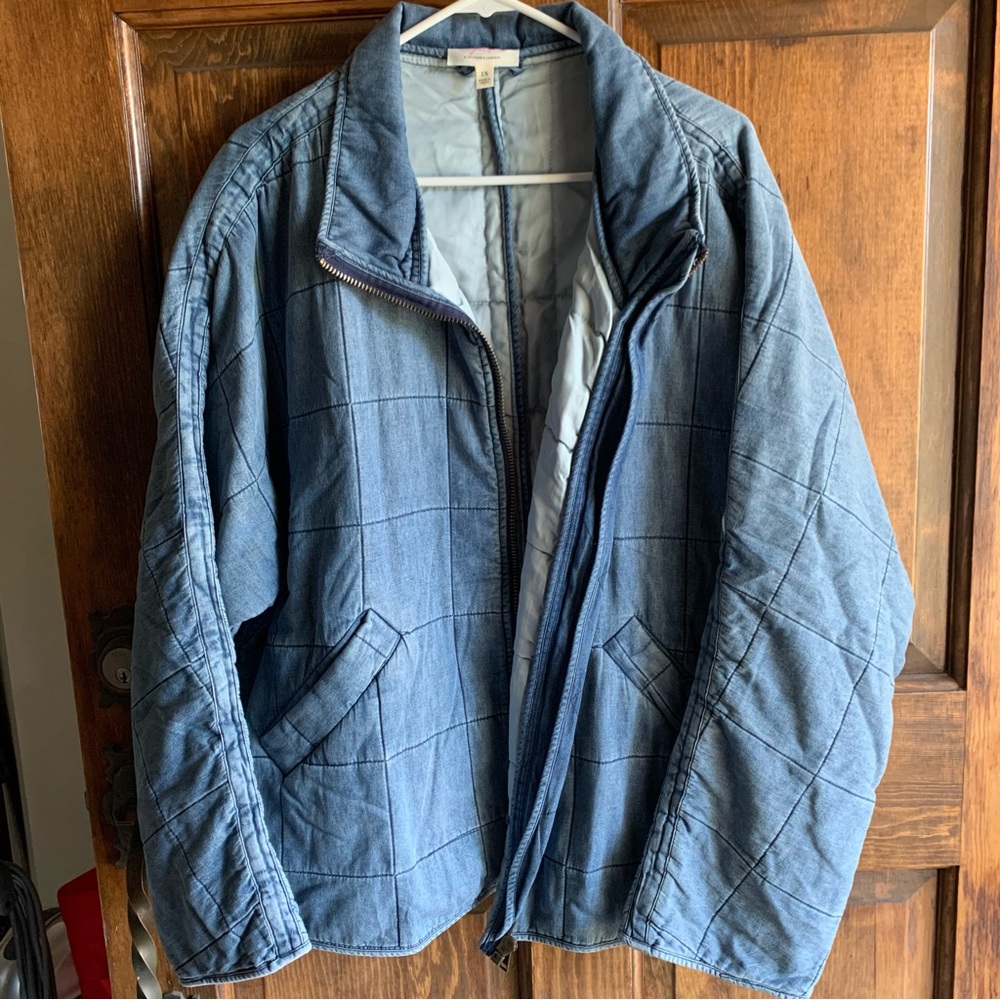 New Plus size Blue Quilted Jacket